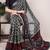 Polyester viscose chanderi ikat print saree with rich zari weaving border
