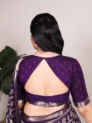 Polyester viscose chanderi ikat print saree with rich zari weaving border 3