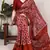 Polyester viscose chanderi ikat print saree with rich zari weaving border