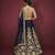 NAVY BLUE ZARI DORI & SEQUINS EMBROIDERED VELVET FESTIVE BRIDAL WEDDING & PARTY WEAR SEMI STITCHED LEHENGA CHOLI