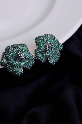 Imperial crystal floral studs in rhodium