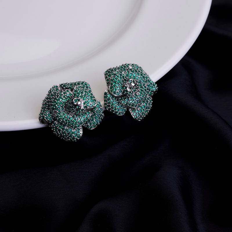 Imperial crystal floral studs in rhodium