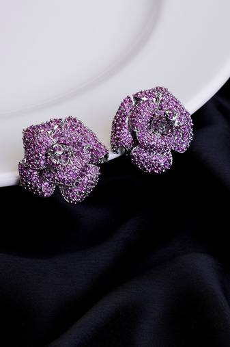 Imperial crystal floral studs in rhodium