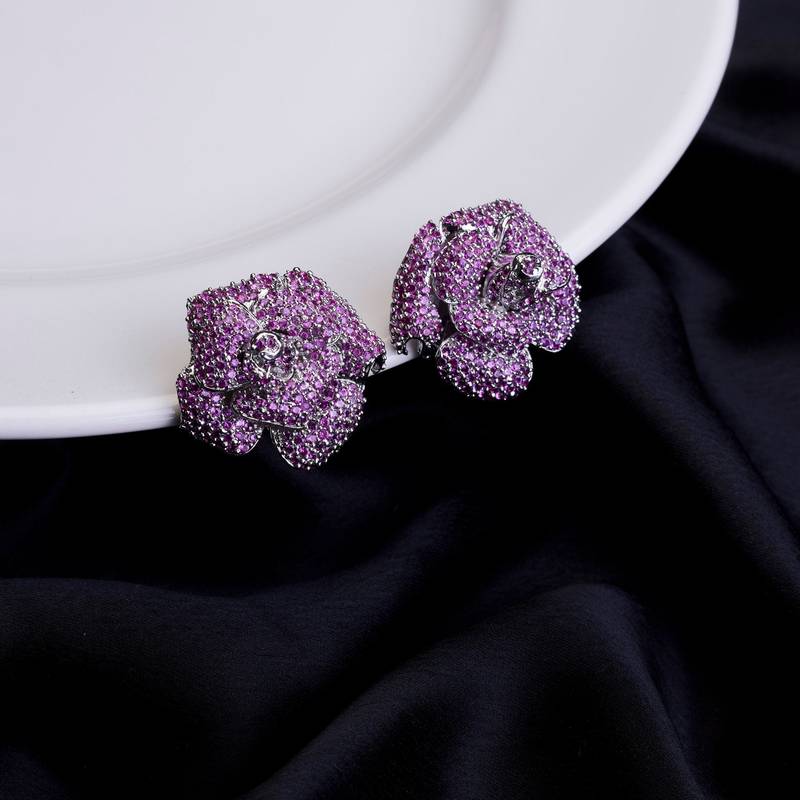 Imperial crystal floral studs in rhodium