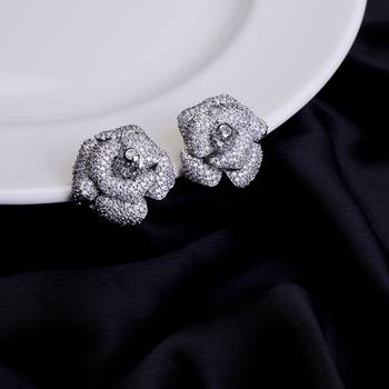 Imperial crystal floral studs in rhodium 1