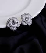 Imperial crystal floral studs in rhodium