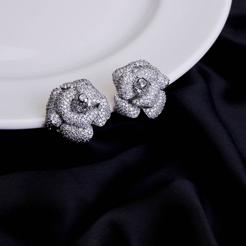 Imperial crystal floral studs in rhodium