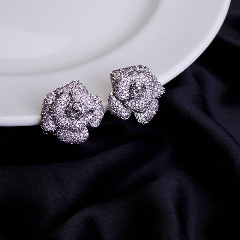 Imperial crystal floral studs in rhodium