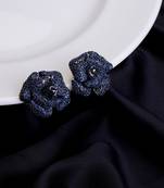 Eclipse gem floral studs in black plated