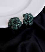 Eclipse gem floral studs in black plated