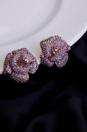Majesty floral shining studs in rose gold
