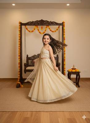 White embroidered cotton lehenga set 2