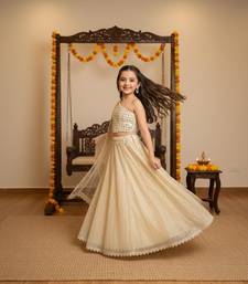 White embroidered cotton lehenga set