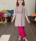 Grey embroidered silk kurta set