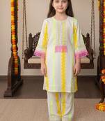 Multicolor embroidered cotton kurta set