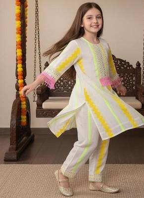 Multicolor embroidered cotton kurta set 2