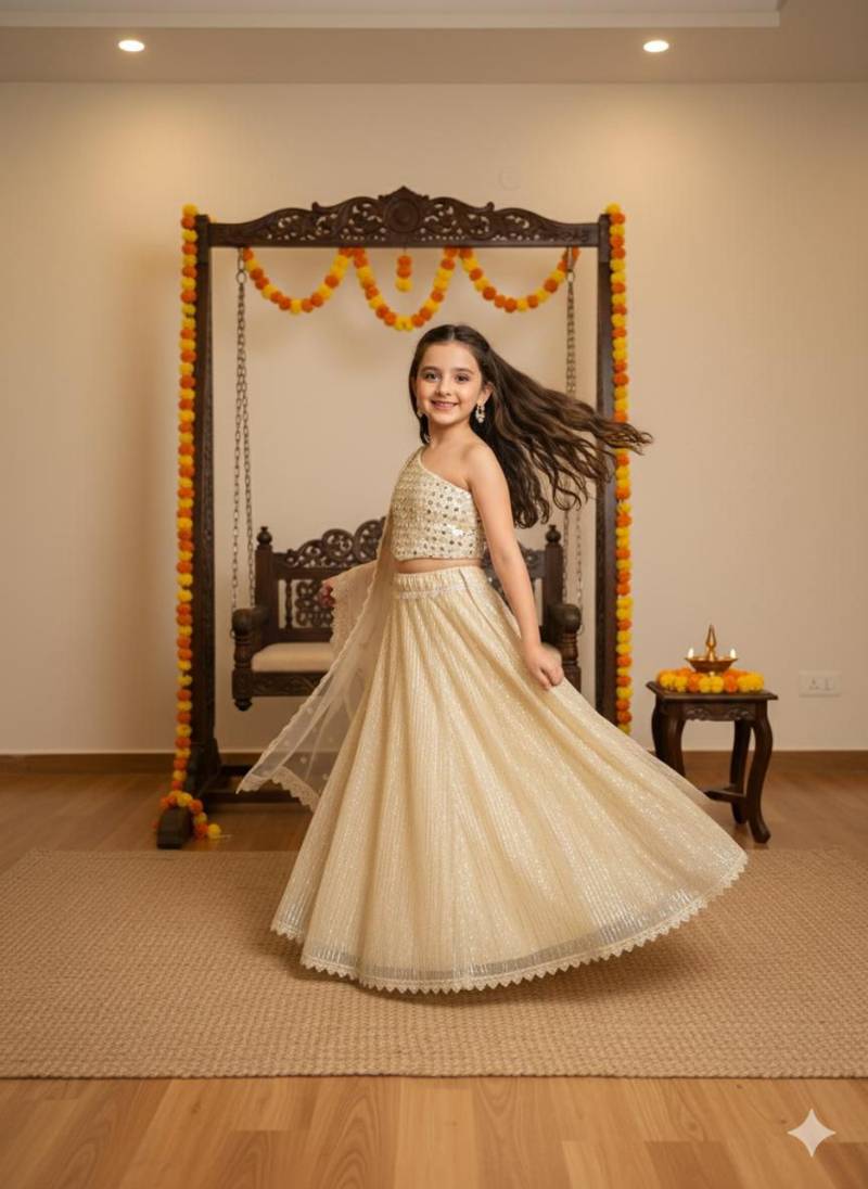 White embroidered cotton lehenga set