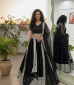 BLACK EMBROIDERD sequin  Lehenga set with Choli and dupatta
