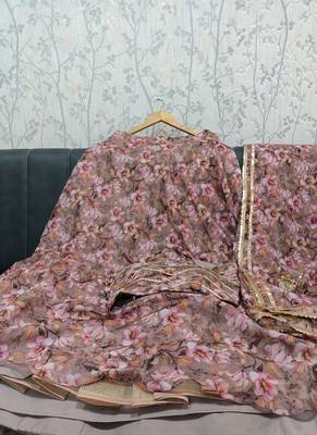 multicolour printed organza Lehenga set with Choli and dupatta 4