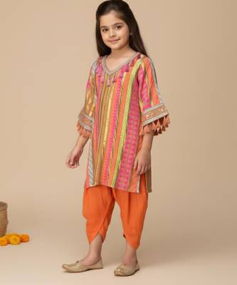 Multicolor embroidered cotton kurta set 1
