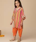Multicolor embroidered cotton kurta set
