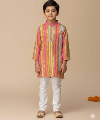 Multicolor embroidered cotton kurta pyjama 1