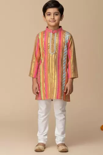 Multicolor embroidered cotton kurta pyjama