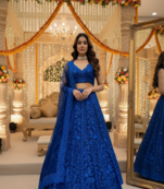 Royal Blue Georgette sequin & Thread Lehenga set with Choli and dupatta