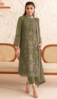 mehendi faux georgette embroidered sequin suit 1