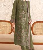 mehendi faux georgette embroidered sequin suit