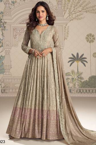 chiku georgette anarkali suit - full stitched free size