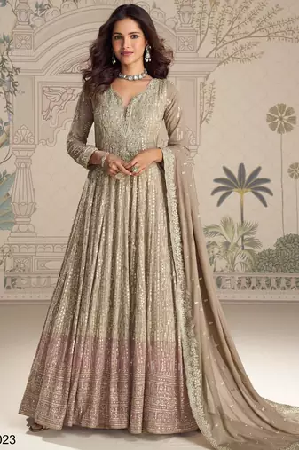 chiku georgette anarkali suit - full stitched free size