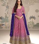 magenta georgette anarkali suit - full stitched free size