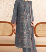 blue faux georgette embroidered sequin suit
