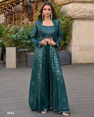 emerald georgette shrug suit - full stitched free size 1