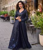 grey georgette shrug suit - full stitched free size