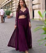 purple georgette shrug suit - full stitched free size