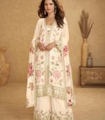 cream chinon suit - full stitched free size