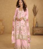 pink chinon suit - full stitched free size