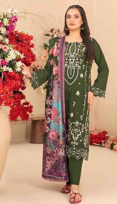 mehendi cambric cotton embroidered sequin suit 1