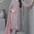 Grey fox georgette semi stitched suit with embroidered sequence work