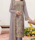 chiku faux georgette embroidered sequin suit