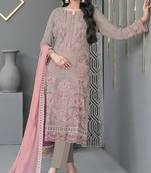 chiku faux georgette embroidered sequin suit