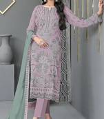 lavender faux georgette embroidered sequin suit