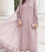 pink faux georgette embroidered sequin suit