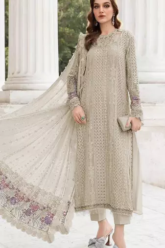 cream faux georgette embroidered sequin suit