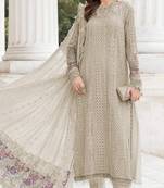 cream faux georgette embroidered sequin suit