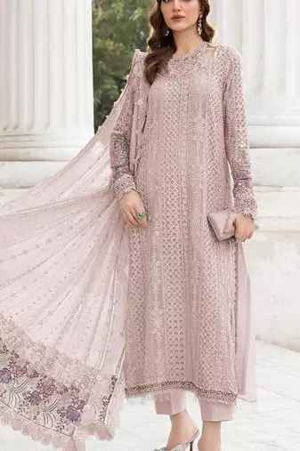 peach faux georgette embroidered sequin suit