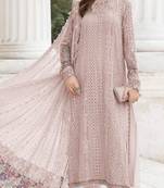 peach faux georgette embroidered sequin suit