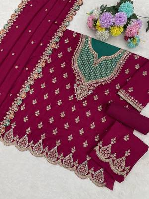purple chinon sharara embroidered sequins & mirror suit 2